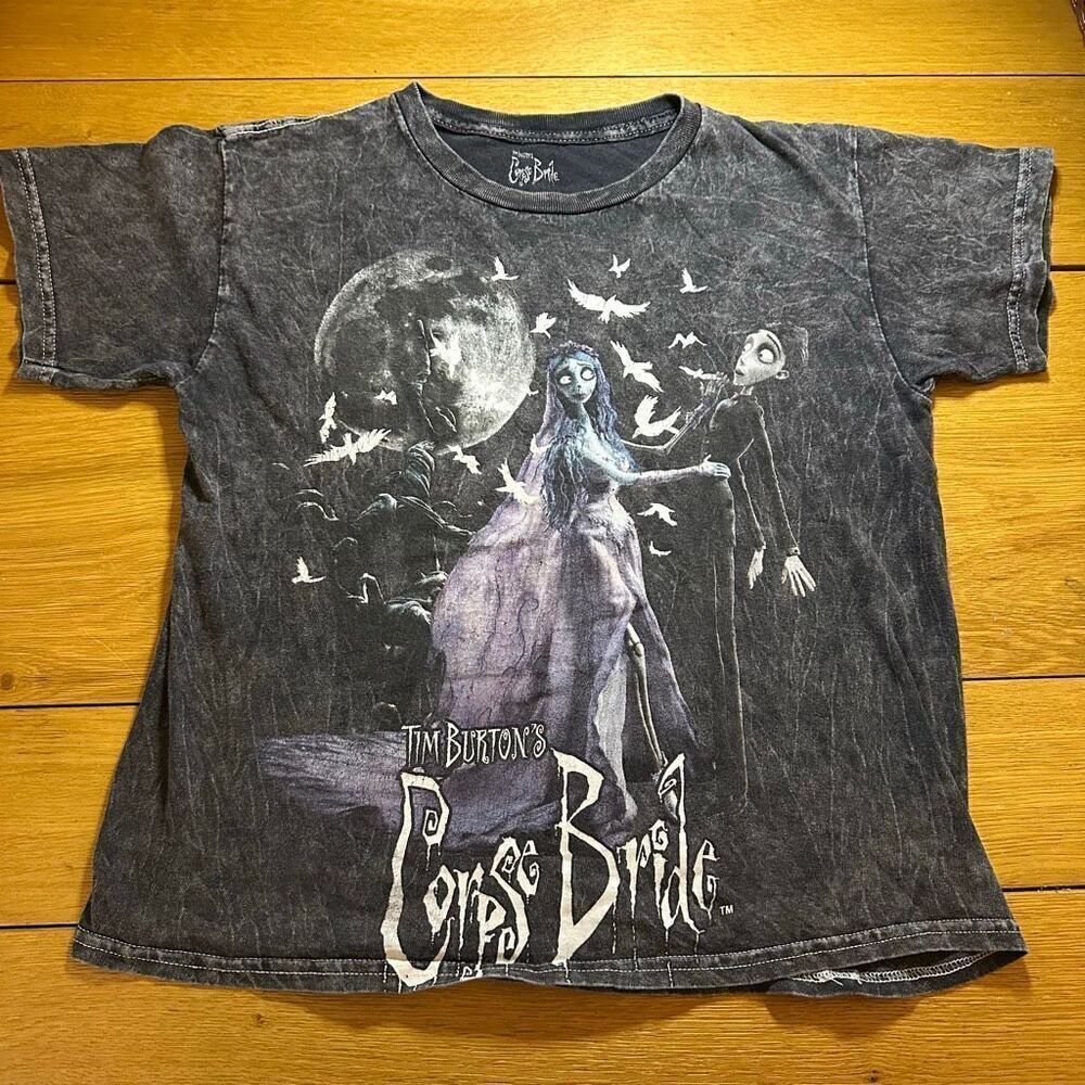 Tim Burton Corpse Bride xs acid wash t shirt oversized